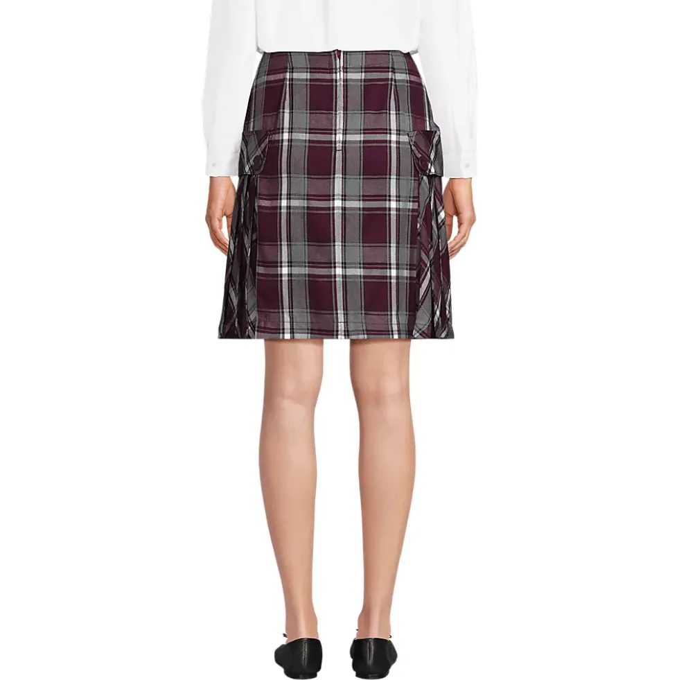 Women's Above the Knee Plaid Side Pleat Skort