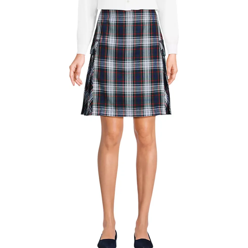 Women's Above the Knee Plaid Side Pleat Skort