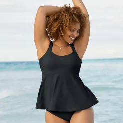 Women's Adjustable Scoop Neck Flutter Tankini Top