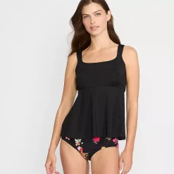 Women's Adjustable Scoop Neck Flutter Tankini Top