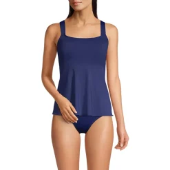 Women's Adjustable Scoop Neck Flutter Tankini Top