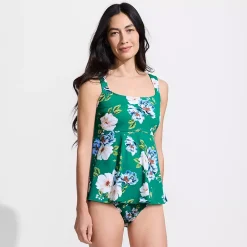 Women's Adjustable Scoop Neck Flutter Tankini Top