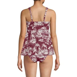 Women's Adjustable Scoop Neck Flutter Tankini Top