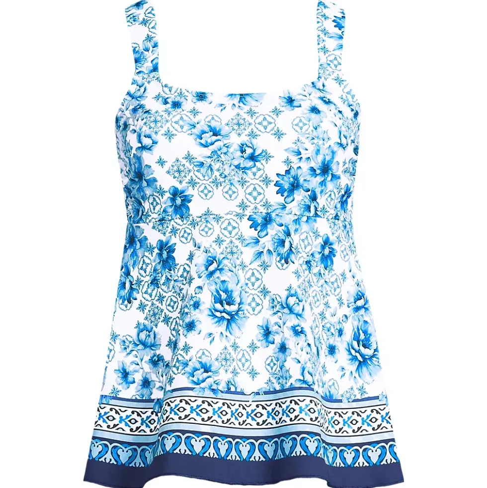 Women's Adjustable Scoop Neck Flutter Tankini Top