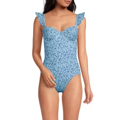 Women's Balconette Ruffle High Leg One Piece Swimsuit