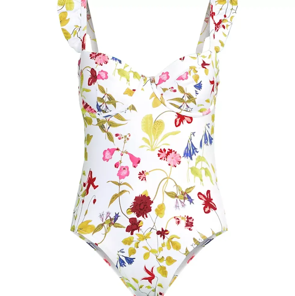 Women's Balconette Ruffle High Leg One Piece Swimsuit