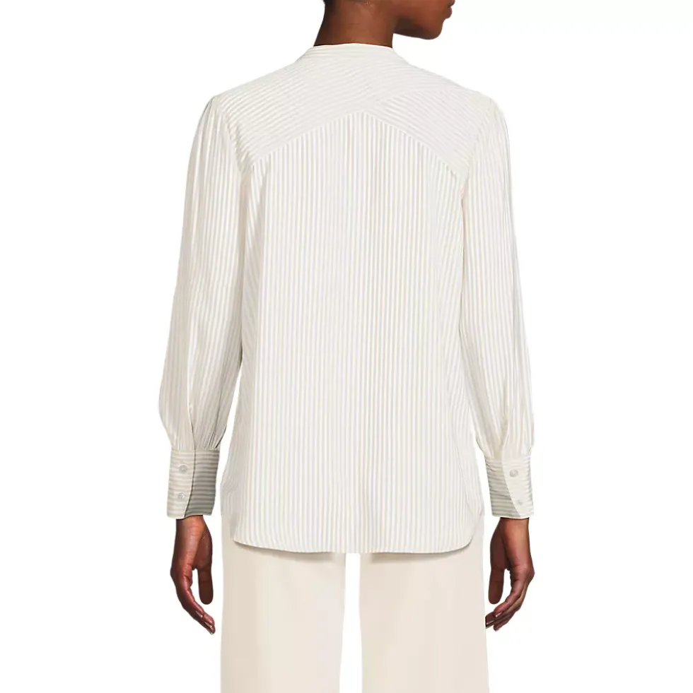 Women's Banded Collar Button Front Shirt