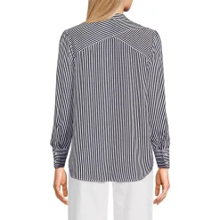 Women's Banded Collar Button Front Shirt