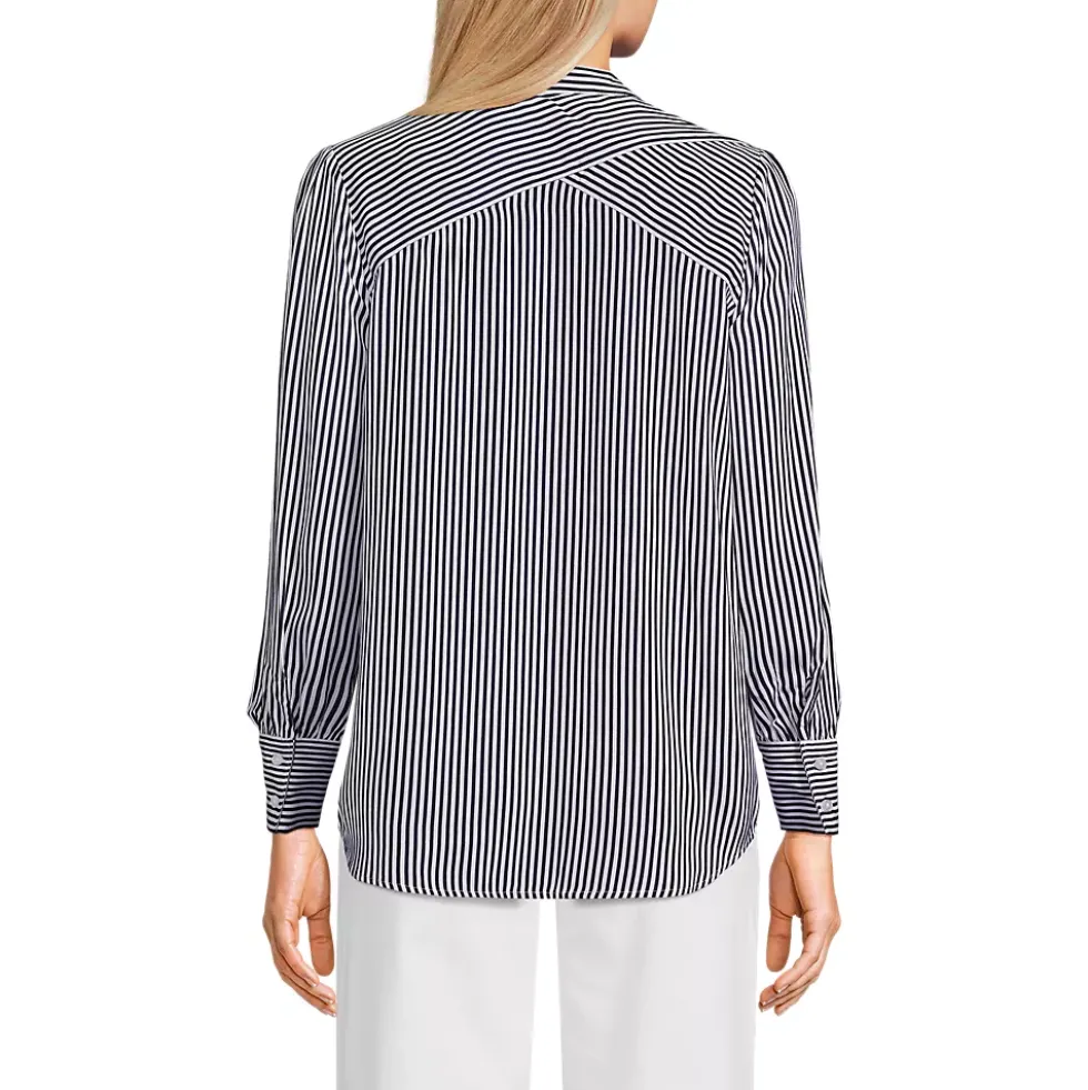 Women's Banded Collar Button Front Shirt
