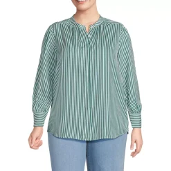Women's Banded Collar Button Front Shirt