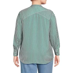 Women's Banded Collar Button Front Shirt