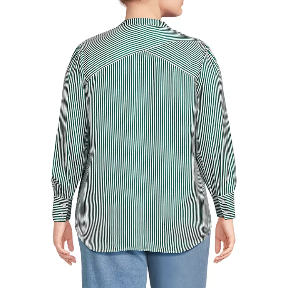 Women's Banded Collar Button Front Shirt
