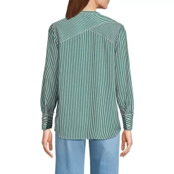 Women's Banded Collar Button Front Shirt