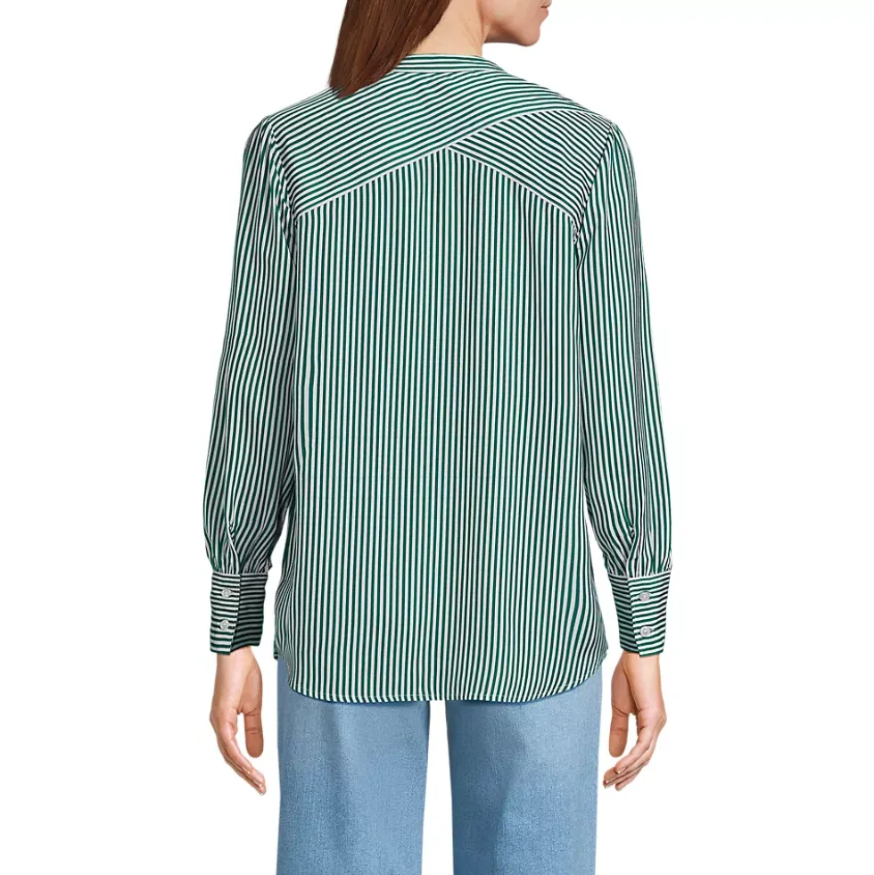 Women's Banded Collar Button Front Shirt