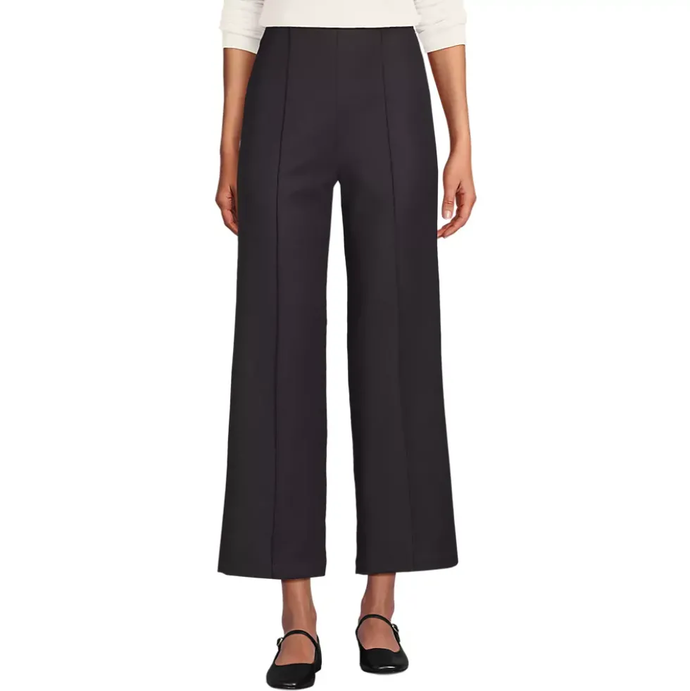 Women's Bi Stretch High Rise Pintuck Wide Leg Crop Pants