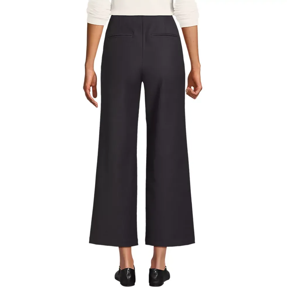Women's Bi Stretch High Rise Pintuck Wide Leg Crop Pants