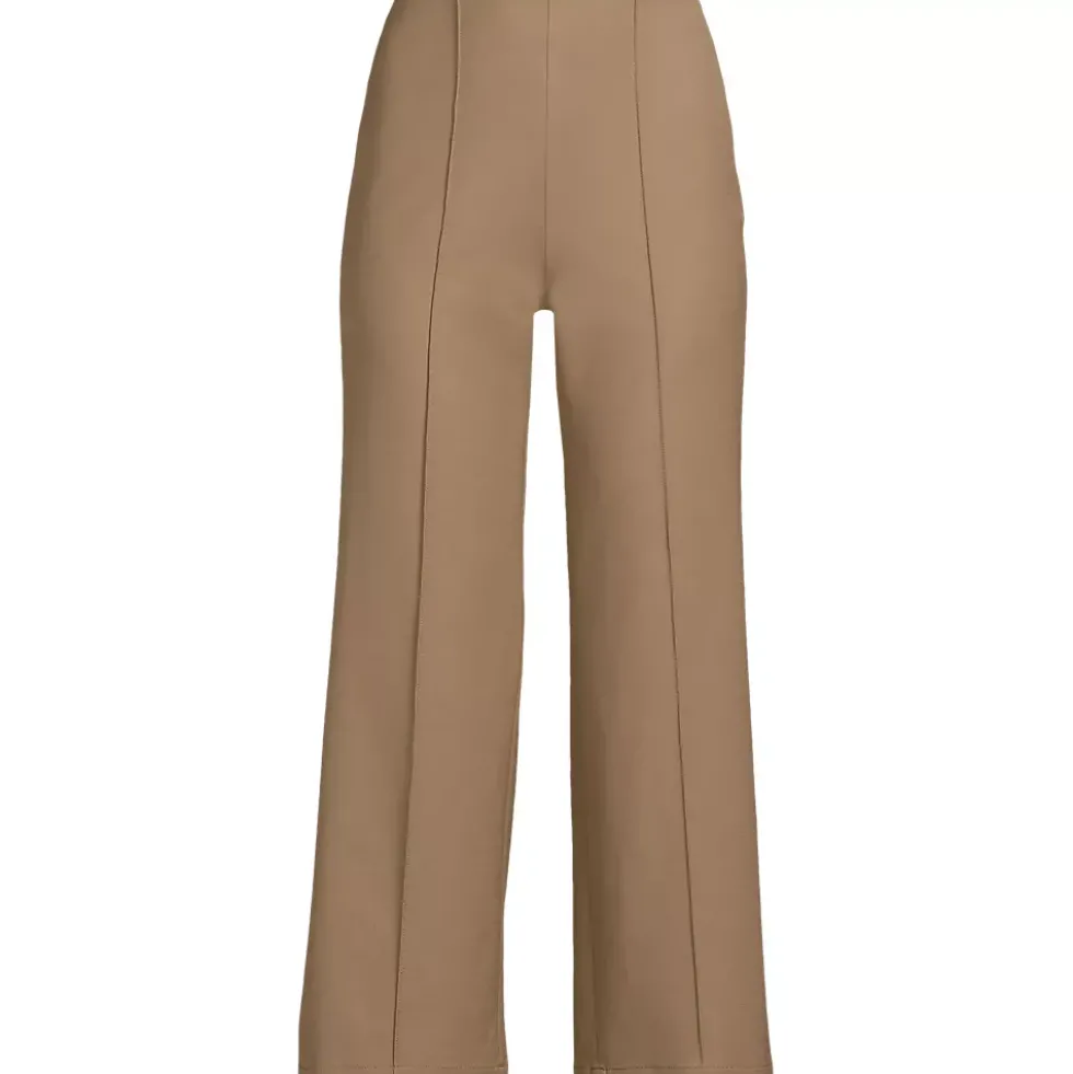 Women's Bi Stretch High Rise Pintuck Wide Leg Crop Pants