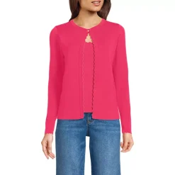 Women's Blend Scallop Edge Fitted Cardigan Sweater - Set Top