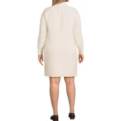 Women's Boucle Long Sleeve Raglan Mock Neck Sweater Dress