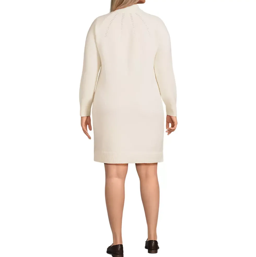 Women's Boucle Long Sleeve Raglan Mock Neck Sweater Dress