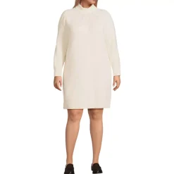 Women's Boucle Long Sleeve Raglan Mock Neck Sweater Dress