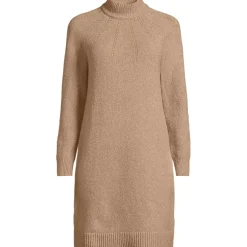 Women's Boucle Long Sleeve Raglan Mock Neck Sweater Dress