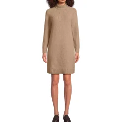 Women's Boucle Long Sleeve Raglan Mock Neck Sweater Dress