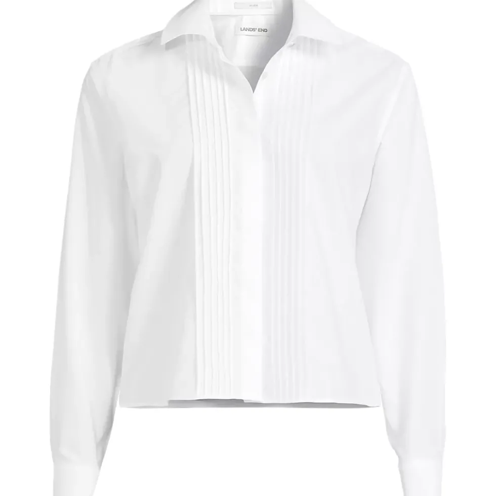 Women's Boxy Cropped No Iron Pintuck Shirt