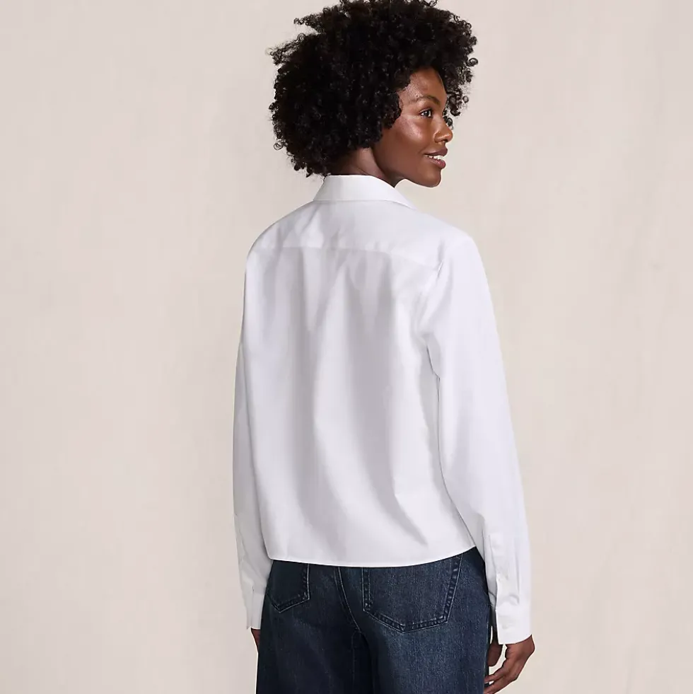 Women's Boxy Cropped No Iron Pintuck Shirt