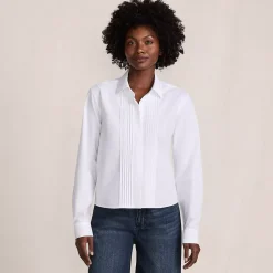 Women's Boxy Cropped No Iron Pintuck Shirt