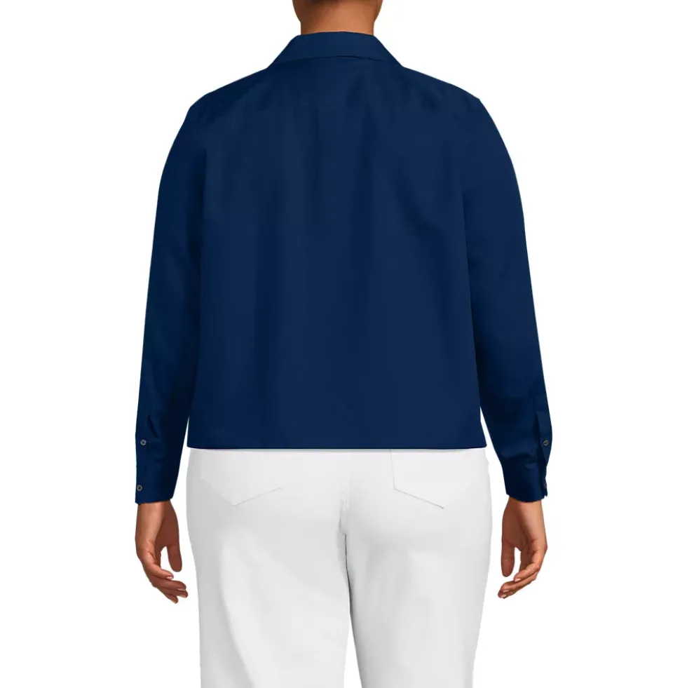 Women's Boxy Cropped No Iron Pintuck Shirt