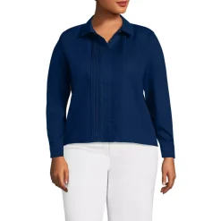 Women's Boxy Cropped No Iron Pintuck Shirt