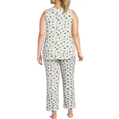 Women's Brushed Cozy Waffle Jersey 3 Piece Pajama Set - Tank Top Pant and Robe