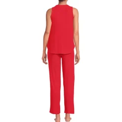 Women's Brushed Cozy Waffle Jersey 3 Piece Pajama Set - Tank Top Pant and Robe