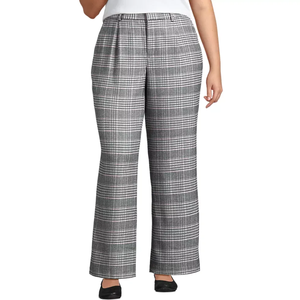 Women's Brushed Flannel High Rise Pleated Wide Leg Pants