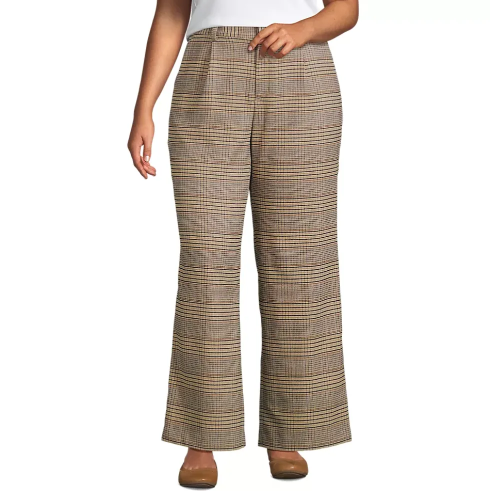 Women's Brushed Flannel High Rise Pleated Wide Leg Pants