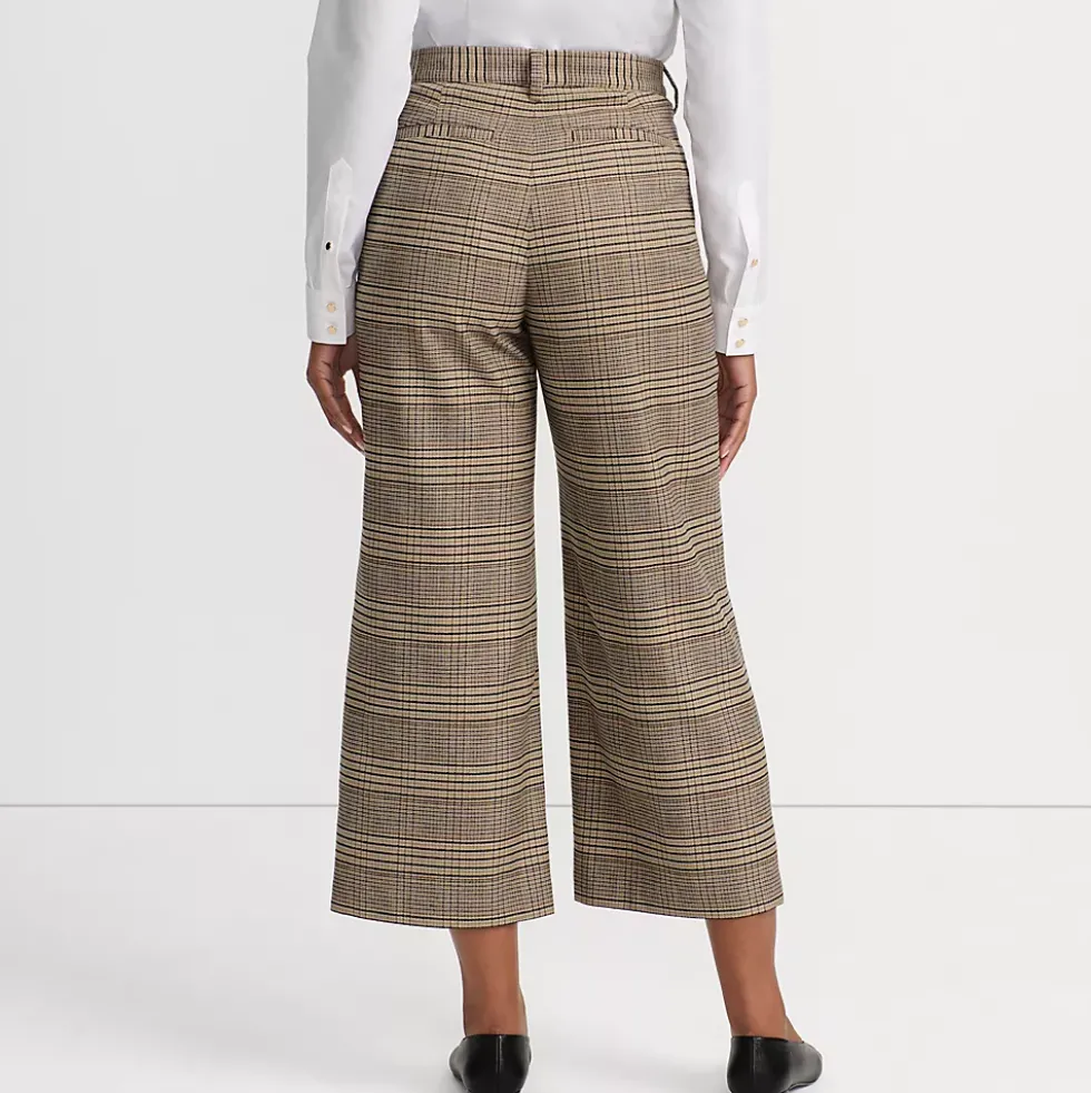 Women's Brushed Flannel High Rise Patch Pocket Wide Leg Crop Pants