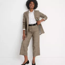 Women's Brushed Flannel High Rise Patch Pocket Wide Leg Crop Pants