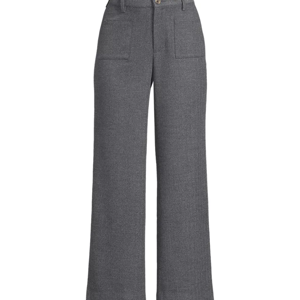 Women's Brushed Flannel High Rise Patch Pocket Wide Leg Crop Pants