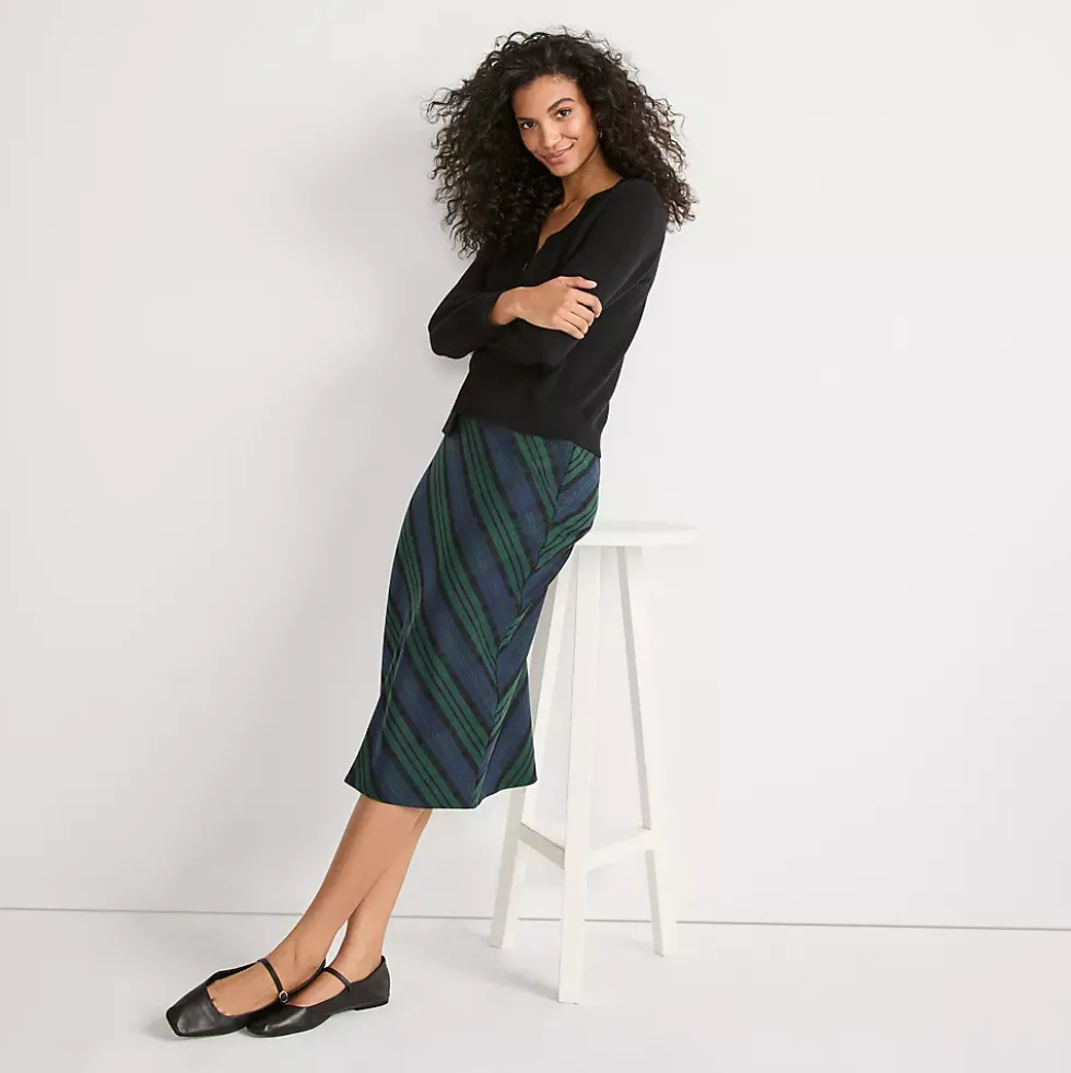 Women's Brushed Flannel Midi Column Skirt