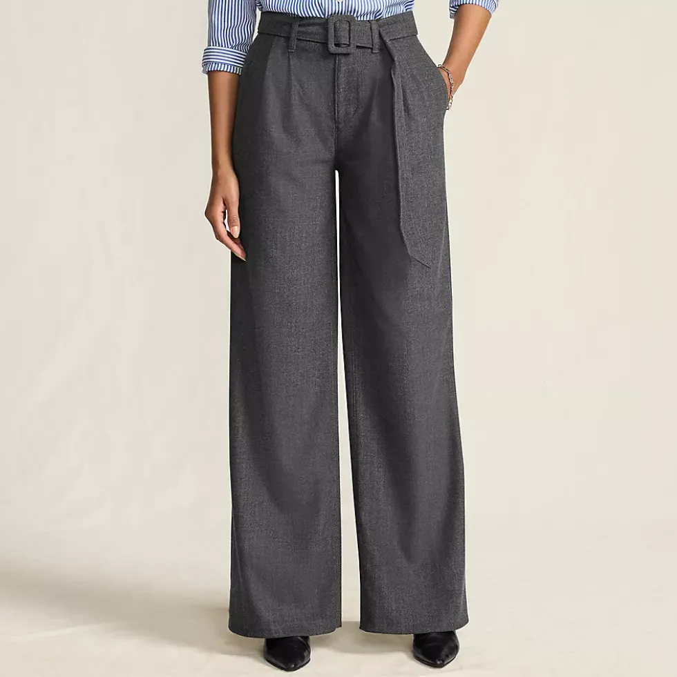 Women's Brushed Flannel Mid Rise Wide Leg Trousers