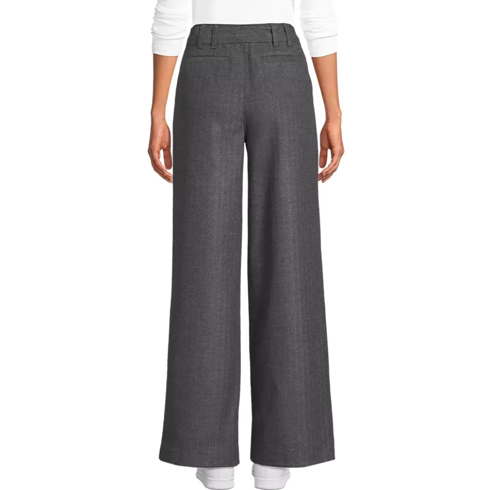 Women's Brushed Flannel Mid Rise Wide Leg Trousers