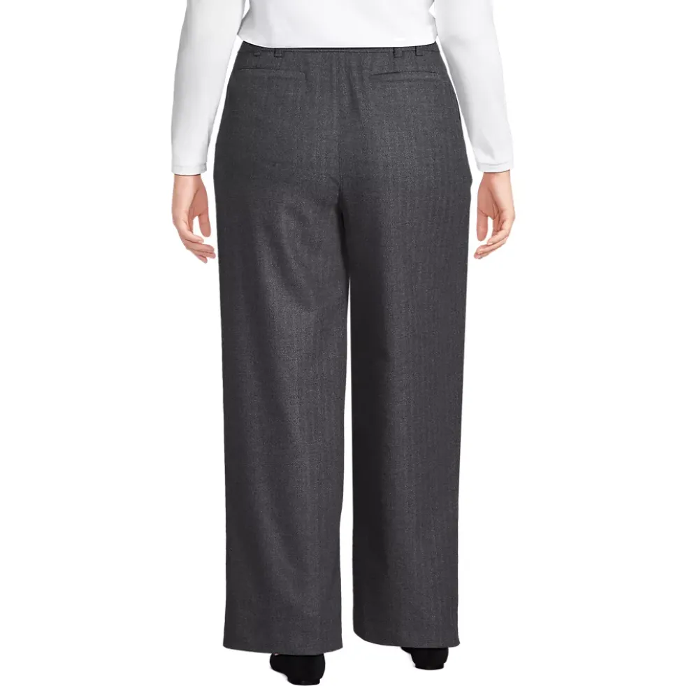 Women's Brushed Flannel Mid Rise Wide Leg Trousers