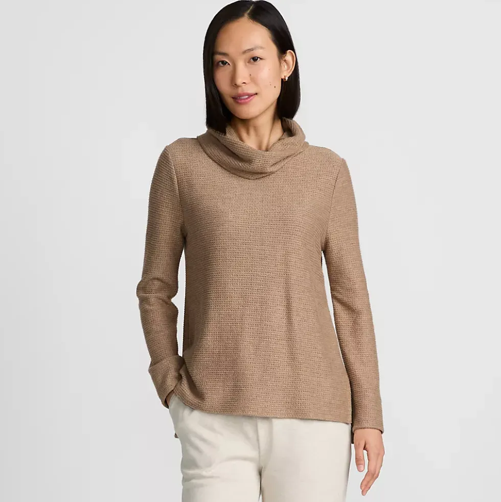 Women's Cable Ottoman Relaxed Long Sleeve Cowl Neck Top