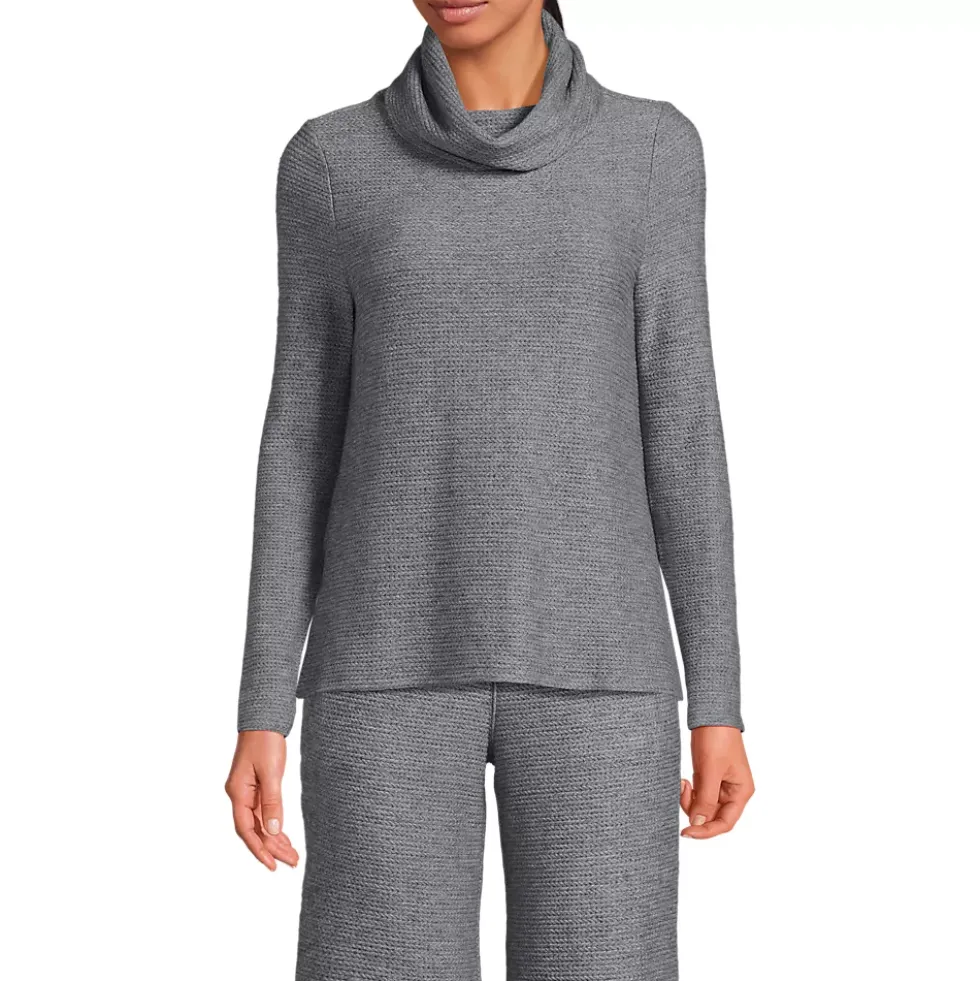Women's Cable Ottoman Relaxed Long Sleeve Cowl Neck Top
