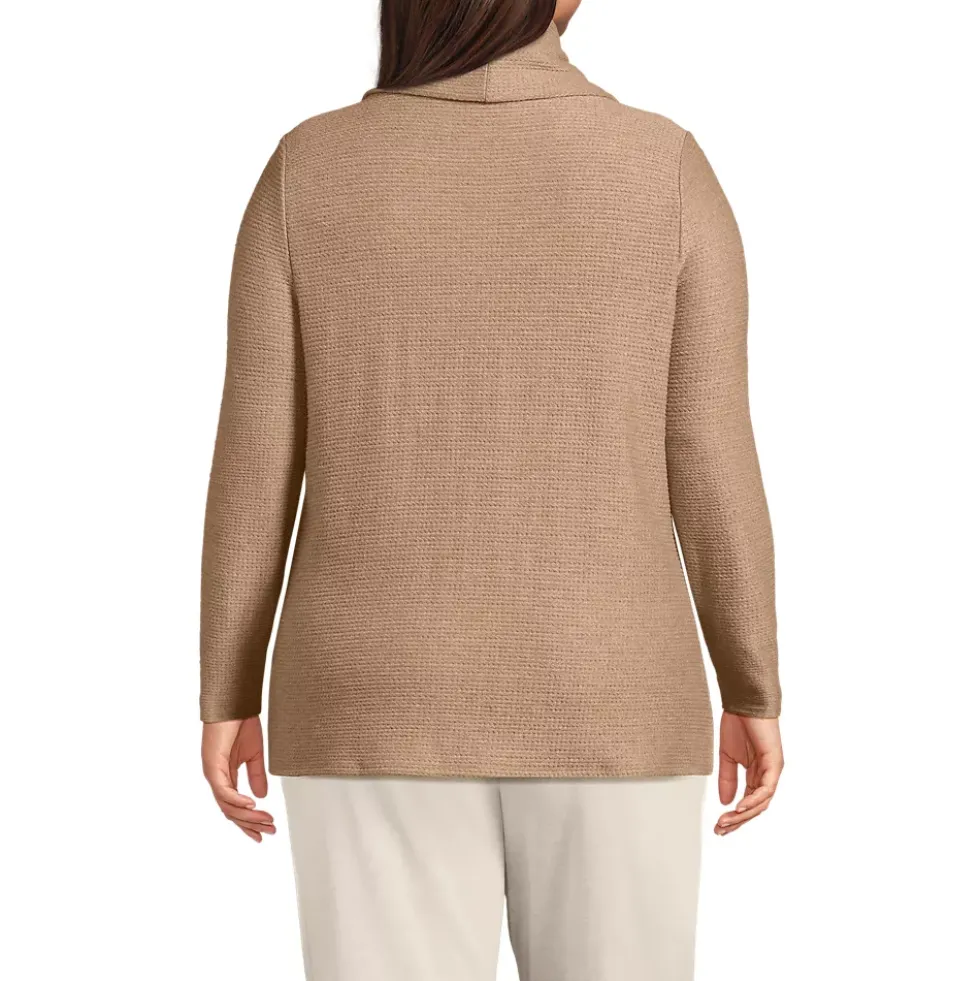 Women's Cable Ottoman Relaxed Long Sleeve Cowl Neck Top