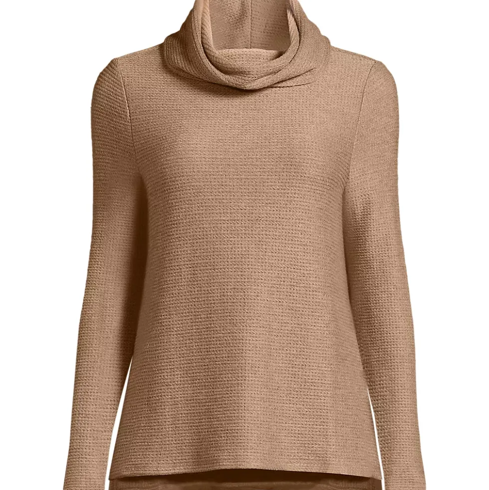 Women's Cable Ottoman Relaxed Long Sleeve Cowl Neck Top
