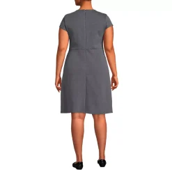 Women's Cap Sleeve Box Pleat Ponte Dress