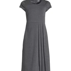 Women's Cap Sleeve Box Pleat Ponte Dress