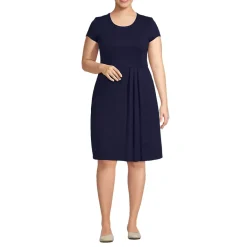 Women's Cap Sleeve Box Pleat Ponte Dress